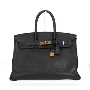 Pre-owned HERMÈS Calfskin Top Handle Bag Birkin Black 75511939