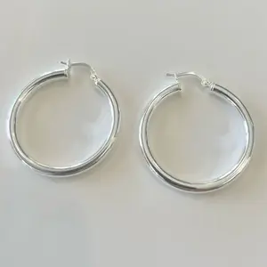 Sterling Silver 925 Plain Hoop Earrings Jewelry
