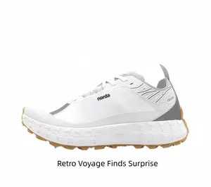 Men's Trail Running Shoes White Grey - Outdoor Hiking Sneakers Gum Sole Non-Slip Lightweight Sports Footwear