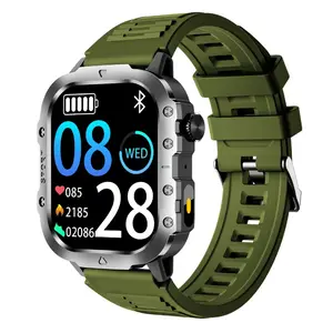 Outdoor Multifunctional Smart Watch for Men Women, 2.01” HD Touchscreen Bluetooth Calling Fitness Tracker with Heart Rate & Sleep Monitor, Pedometer, Weather, AI Voice Assistant, Magnetic Charging, flashlight, Compatible with iPhone Android