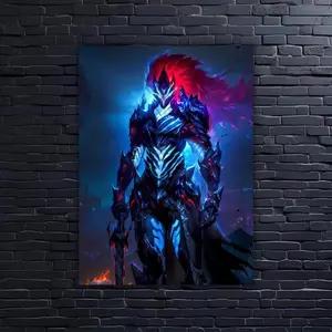 [Sale Up To 50%][No frame, Free Ship] Igris Solo Leveling Metal Poster, Dark Knight Anime Wall Art