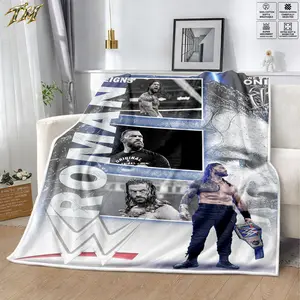 WWE Roman Reigns Flannel Blanket, Cozy Velveteen Throw Blanket for Couch Sofa Bed, Soft Lightweight Warm Wrestling Blanket, Tribal Chief WWE Bedroom Decor Gift for Wrestling Fans