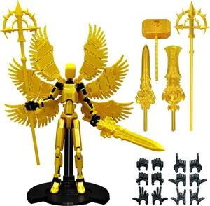 (Assembly Completed) 3D Printed T13 Action Figure, 5.5 Inch Multi-Jointed Movable Dummy 13 Toy,Dummy 13 Robot Action Figure with Lots of Weapons ﻿