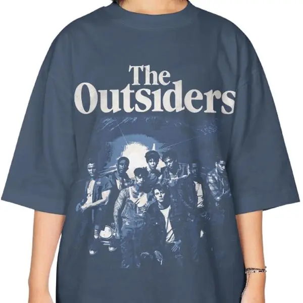 Women's The Outsiders Vintage Graphic T-Shirt, Spandex-Blend, Casual Oversize Fit, Classic Movie Streetwear Top