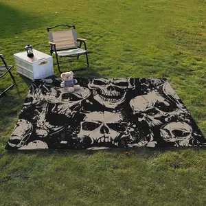1 piece, skull pattern printed picnic mat, portable beach mat for outdoor camping and picnicking, suitable for family gatherings in spring, summer, and autumn, suitable for beaches, festivals, picnics, and travel, Halloween