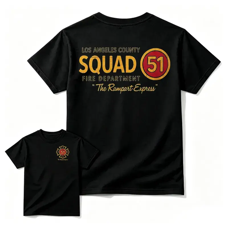 **Squad 51 Fire Department T-Shirt, Los Angeles County Firefighter Tee, The Rampart Express Rescue Shirt, First Responder Gift**, Shirt for men Outdoor