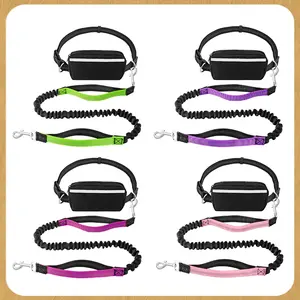 Outdoor Hands-Free Dog Leash, No Tangle Leash, Durable Elastic Rope, Dual-Layer Padded Handle, Zipper Bag, Ideal for Outdoor Walking, Night Running