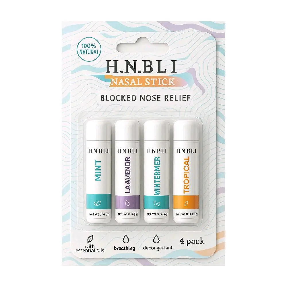 Nasal Stick for Easy Breathing - Pack 0f 4 with Mint, Wintermint, Tropical & Lavender | Free Your Nose with Vapor Flow Technology - Wellness, Fitness