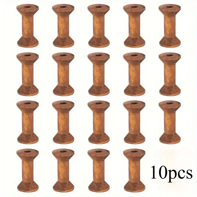 10pcs/pack Antique Wooden Empty Spool, Empty Thread Spool, Wooden Ribbon Spool Bobbin, for Wire Weaving Arts DIY Wood Projects