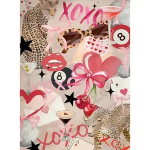 5D DIY Full Drill Diamond Painting Kit Y2K Leopard Print XOXO Collage Art Craft for Adults Home Wall Decor