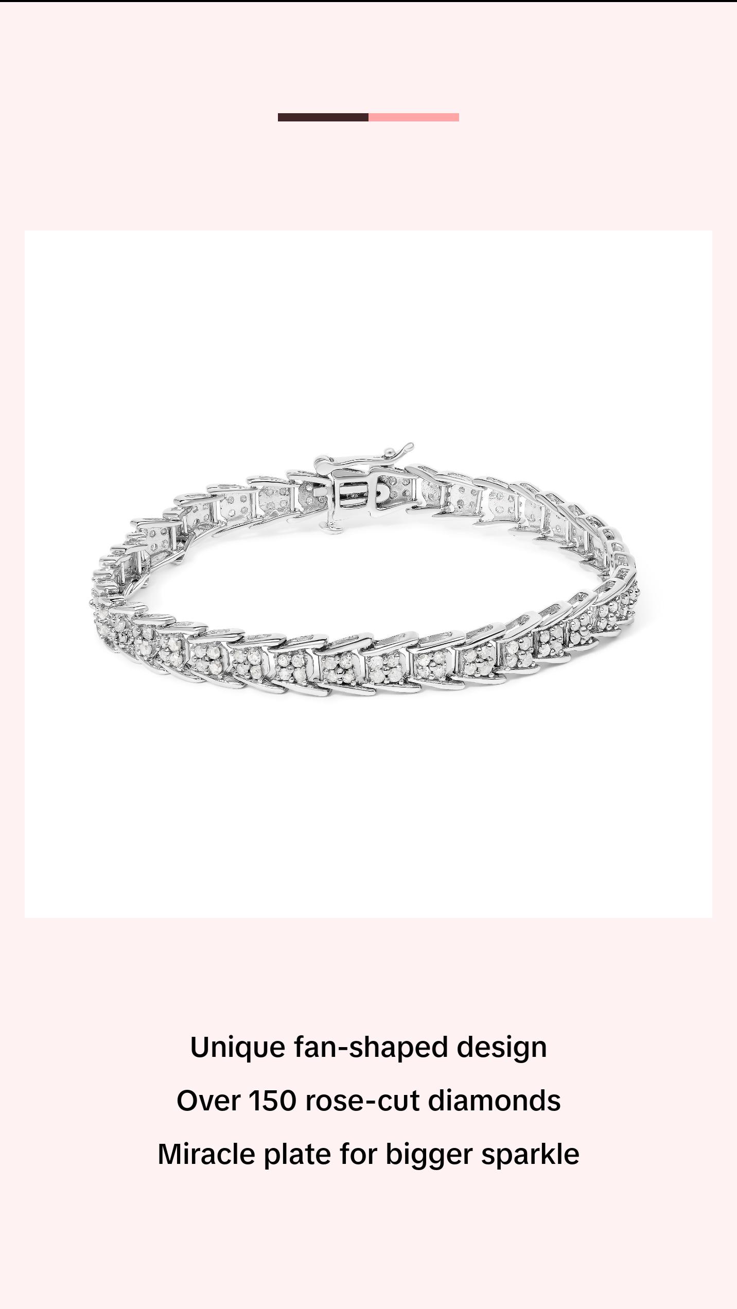 .925 Sterling Silver 2.0 Cttw Diamond Fan-Shaped Fancy Chevron Link Tennis Bracelet (I-J Color, I3 Clarity) - 7"