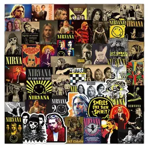 52 Pieces Nirvana Band Stickers - Rock Music Fan Decorative Decals for Laptops, Phone Cases & Guitars Papery Pop Store