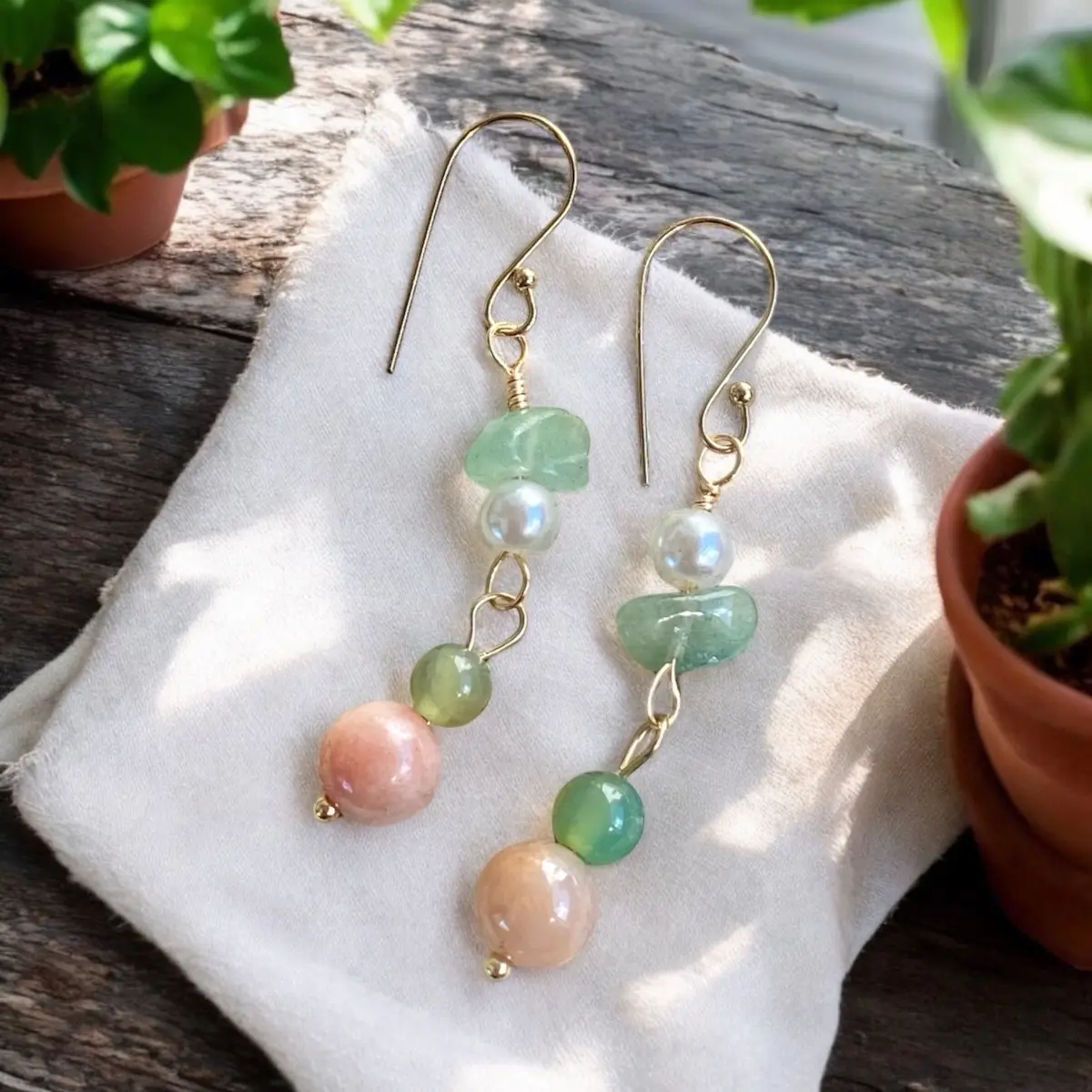 Lorelei Earrings - Handmade 18k Gold Plated Copper Crystal Boho Fairy Accessories dainty earring