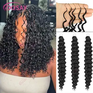 Dosay 18Inch Feather Crochet Synthetic Hair Invisible Miracle Knots Burmese Curly Bundles Hair Pre-Separated crochet Hair Extentions