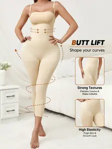 Women's Solid Adjustable Spaghetti Straps Cami Jumpsuit without Bandeau Top, Casual Fitted Sleeveless Capris Jumpsuit, Women's Clothes for Daily Wear, Solid Sleeveless Overalls