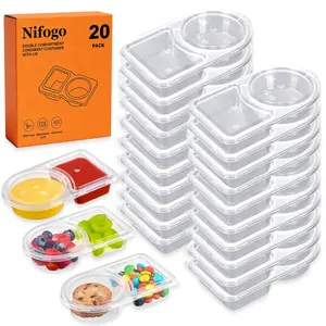 20/40 Pack Reusable Snack Containers, Double Grid Leakproof Snackle Box, BPA-Free Portion Control Lunch Accessories for Kids Adults Meal Prep