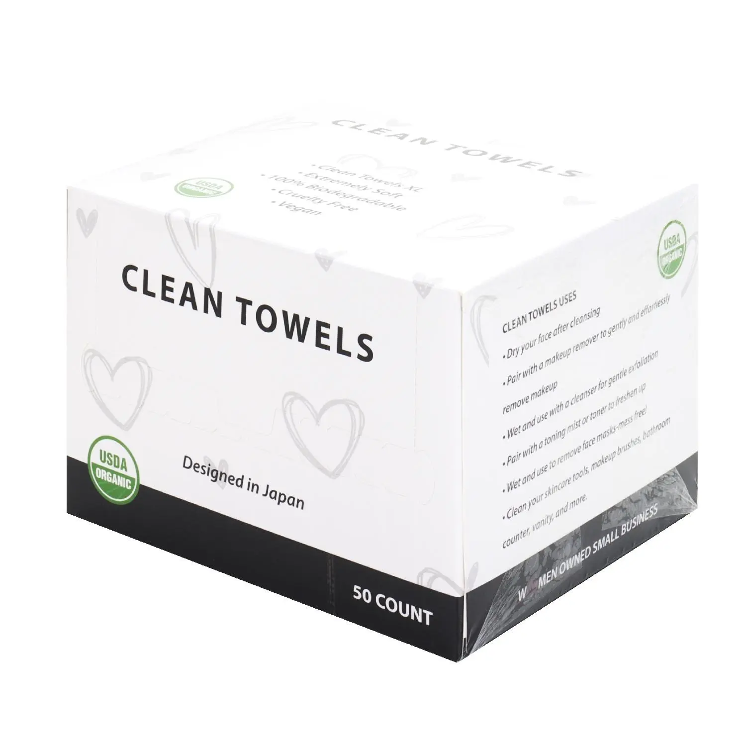 Disposable Face Towel USDA Organic Biodegradable Clean Towels XL Thick Disposable Face Towelette Soft Facial Wash Cloth 50 CT/BOX Cleansing Skincare Gentle Comfort