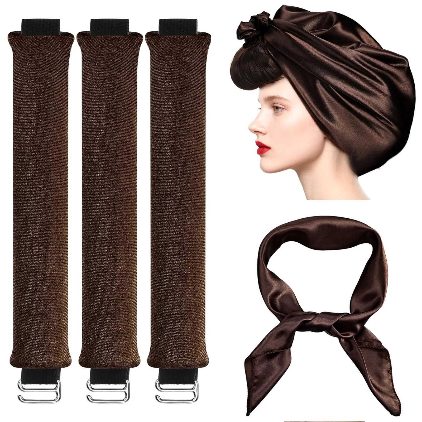 4 in 1 Pack Heatless Curls No Heat Curling Rod, Velvet Hair Curlers to Sleep in  Silk Scarf Curl Styling Kit for Long Medium Hair Use In Combination With The Shaping Spray,summerwins