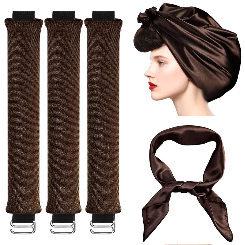 4 in 1 Pack Heatless Curls No Heat Curling Rod, Velvet Hair Curlers to Sleep in  Silk Scarf Curl Styling Kit for Long Medium Hair Use In Combination With The Shaping Spray