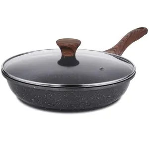 Nonstick Frying Pan Skillet with Lid, Omelet Pan with Cover, Healthy Egg Pan Chef's Pan, Kitchen Cooking Pan, PFOA Free (8inch + Glass Lid)