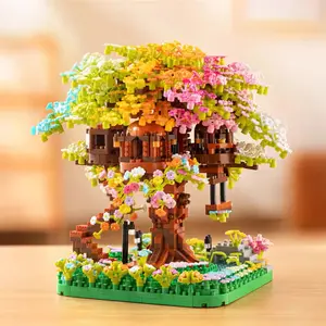 Mini Sakura Tree Building Blocks Set DIY Cherry Blossom Bricks Treehouse Model Decoration Romantic Gift for Girlfriend Girls' assembly toys, desktop ornaments