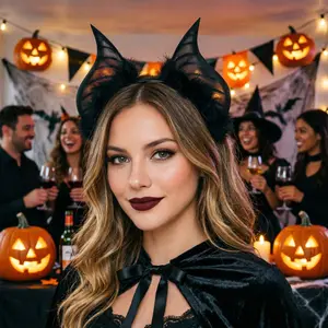 1pc Halloween Demon Horn Headband, Party Accessory for Witch and Vampire Cosplay, Gothic-Style Universal Headwear for Men and Women (Spooky Night)