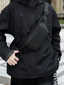 1pc  Men's Shoulder Bag Solid Color Clean Color Waist Bag Zipper Closure Fashionable Versatile Casual Simplicity Suitable for Students Campus Work Commuting Travel Shopping Men's Shoulder Bag Zipper Fanny Pack