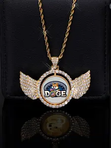 Puppy Photo Coin Pendant Necklaces Set with Twist Chain, Rhinestone Decor Dainty Fashion Jewelry for Party, Daily Clothing Decor, Trendy All-match & Exquisite Jewelry for Birthday Gift