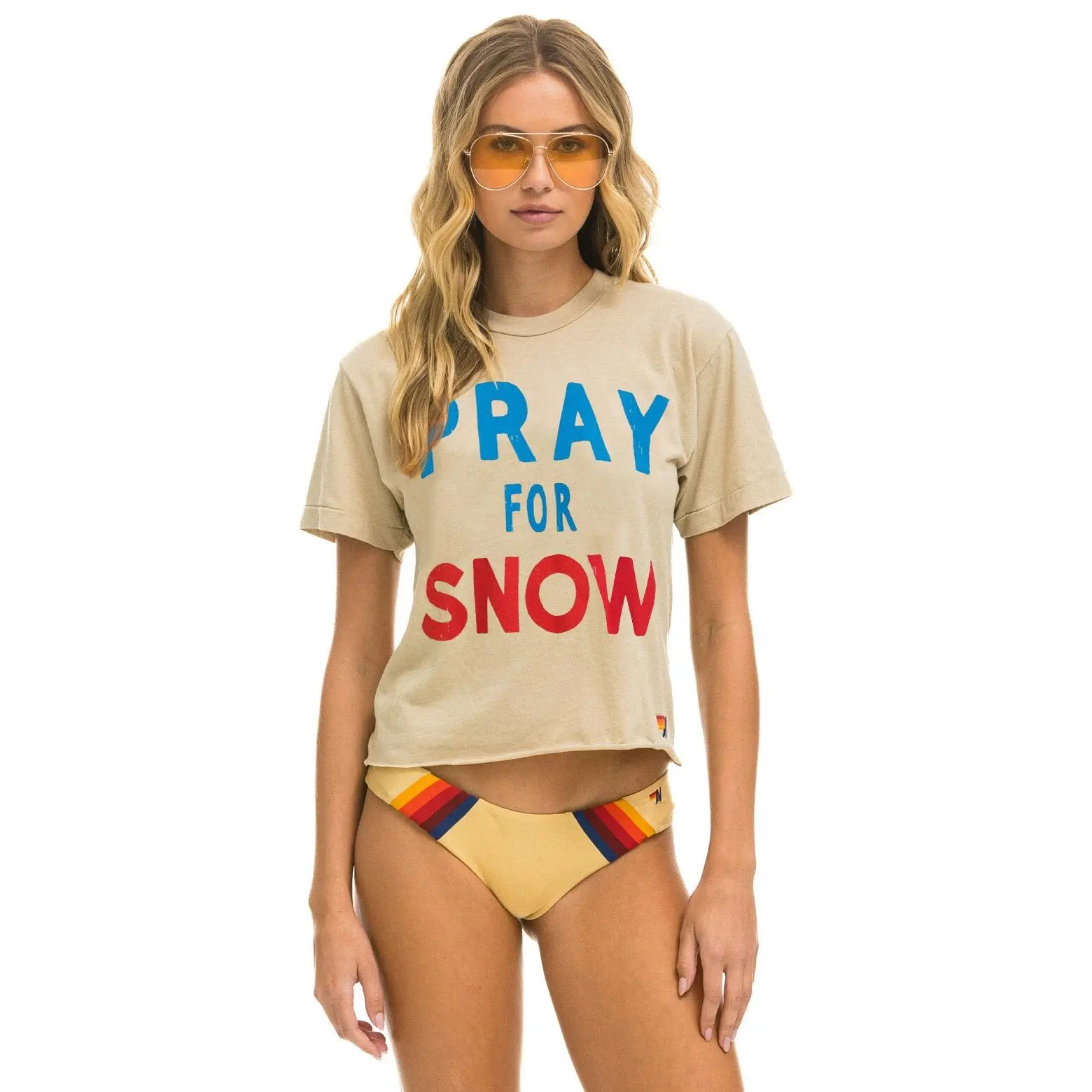 PRAY FOR SNOW BOYFRIEND TEE - SAND