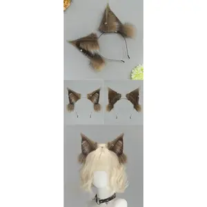 Fluffy Squirrel Animal Ears Playful Headband and Plush Fur Tail Set - Halloween Costume Accessories, Cosplay Props for Furry Party, Playful Headbands