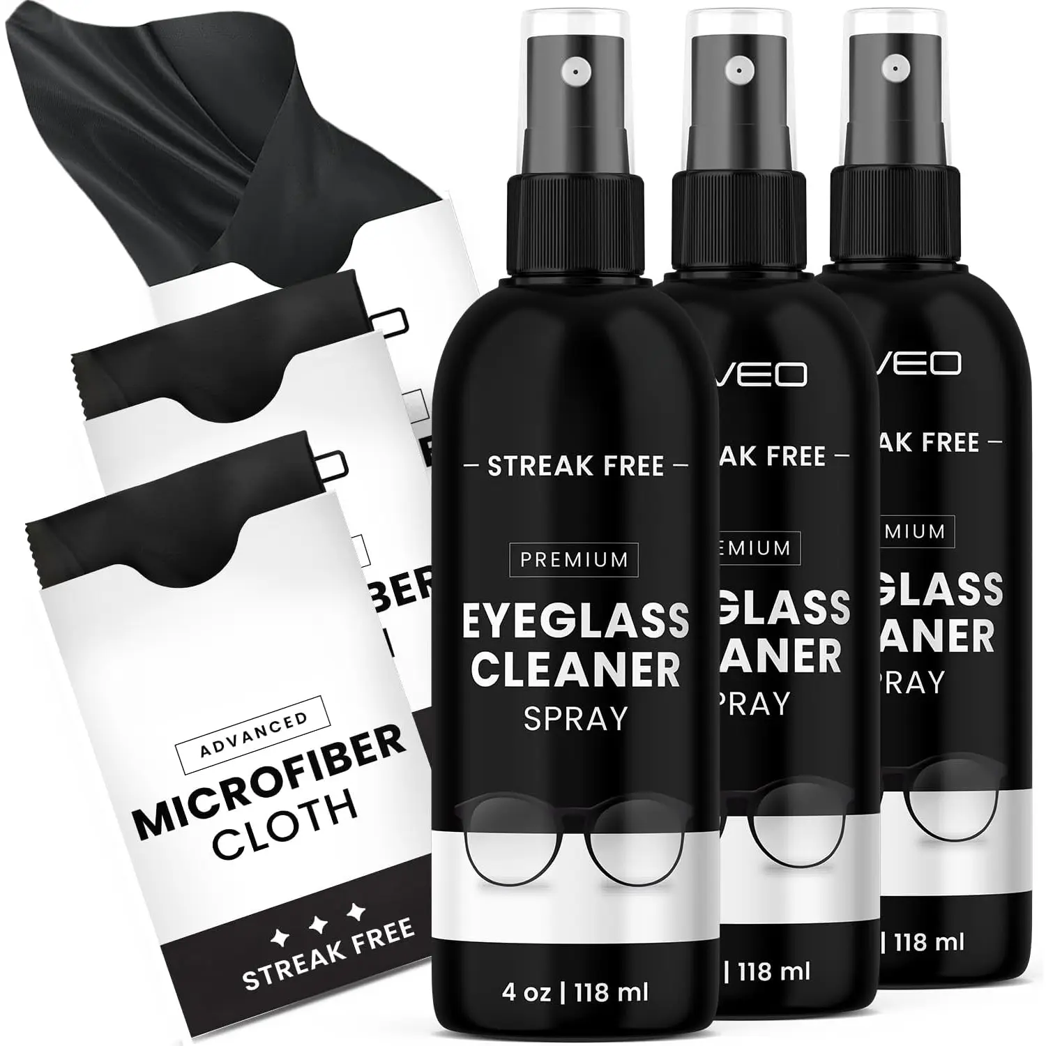 Eyeglass Cleaner Spray - No Streaks Technology with Microfiber Cleaning Cloth- Glasses Cleaning Kit - Glasses Cleaner Spray with Lens Cleaner Cloth - Screen & Eye Glasses Kit - 3 Pack