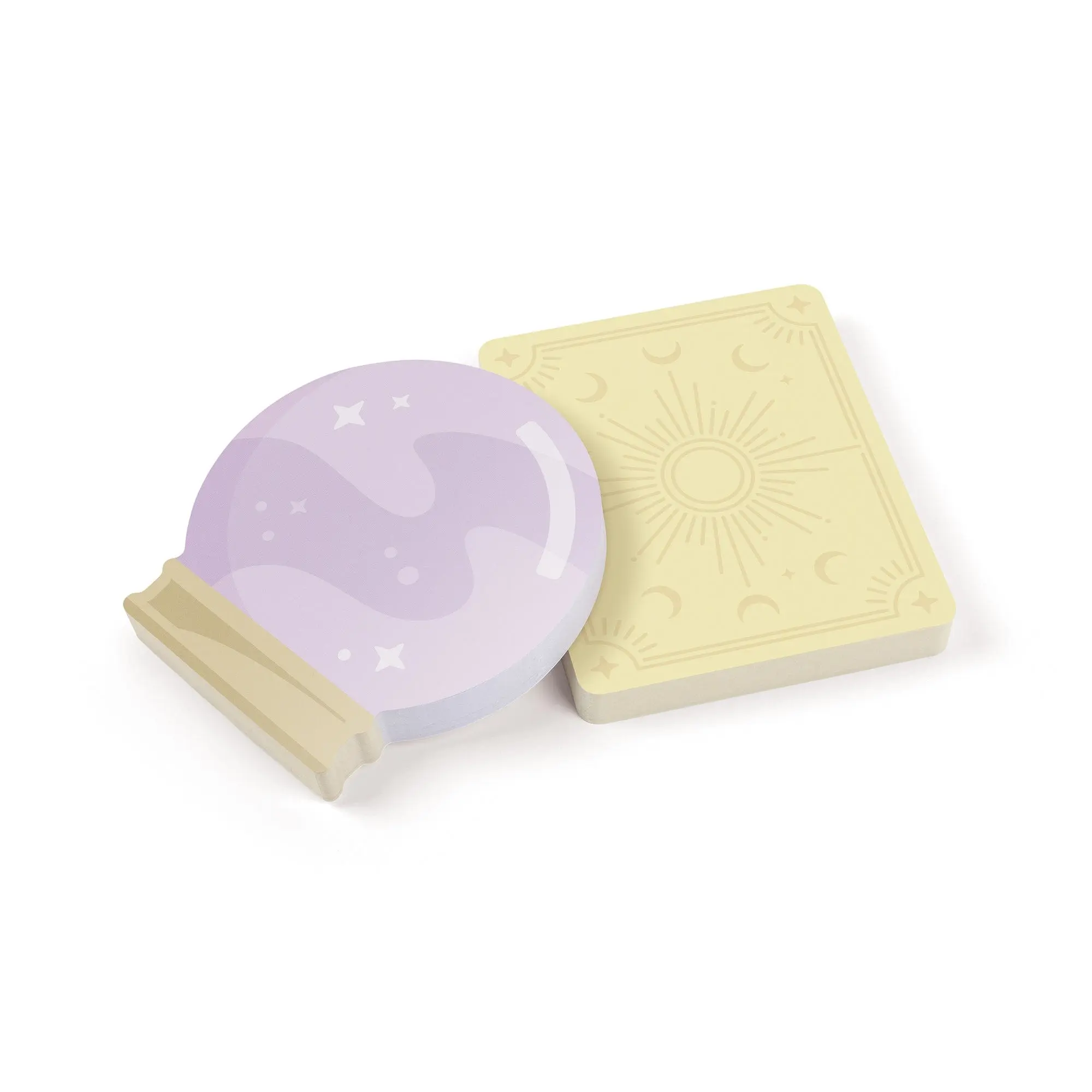 MYSTIC MEMOS Sticky Notes – Set of 2 Fortune Notepads with 75 Sheets Each – Crystal Ball and Tarot Card - Mystical Magical Design - Fun and Functional Office Supplies