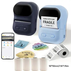 Portable thermal printer with 4 rolls of 50*50 white non-paper mobile label manufacturer, Thermal Wireless Printer, thermal receipt printer for smartphones/tablets, compatible with /, compatible with Vat// barcode /EAN/UPC labels