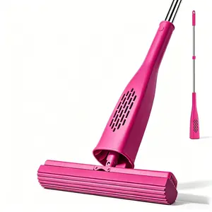 Standing Sponge Mop for Home Use, Lazy Hand-Free Cleaning, 32cm Absorbent Sponge, Umbrella Storage, Wet and Dry Use, Household Cleaner