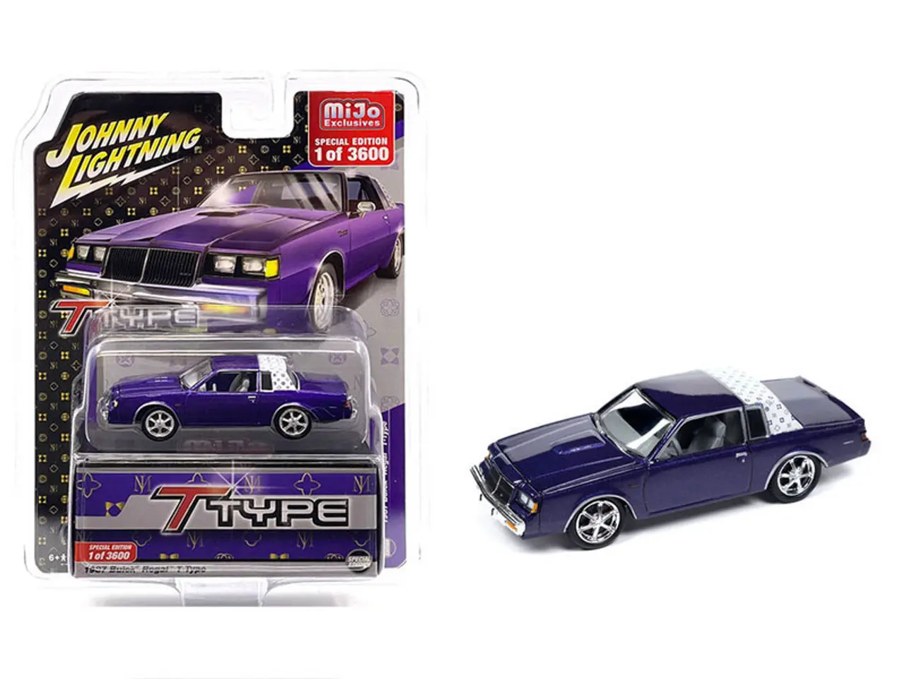 Buick Regal T-Type 1987 Purple Metallic 1/64 Diecast Model Car by Johnny Lightning