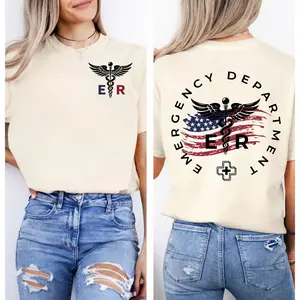 New Emergency Department Nurse 4th July T Shirt, Er Nurse Shirt, Emergency Room Medicine Nurse Tee, Emergency Nurse Gift, Rn Nursing Gifts For Her For Him, Unisex Casual Graphic T-Shirts