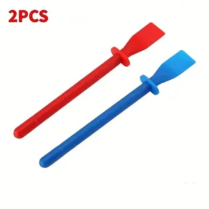 2-Piece Leather Glue Tool Set, Elastic Film Applicator & Glue Scraper, Colorful Plastic Glue Rod for DIY Leather Crafts, Artistic Scraping Tool