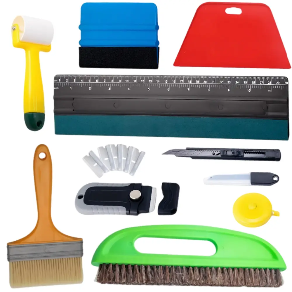 Wallpaper Smoothing Tools, Wallpaper Tool Kit with Squeegee Smoother, Seam Roller, Wallpaper Paste Brush for Peel and Stick Hanging