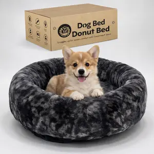 Donut Dog Bed - Premium Comfort for Anxiety Relief - Fluffy & Calming Design with Ultra-Plush Support | Cozy Round Dog Bed with Super Soft Circle Style (Charcoal Grey, Medium)