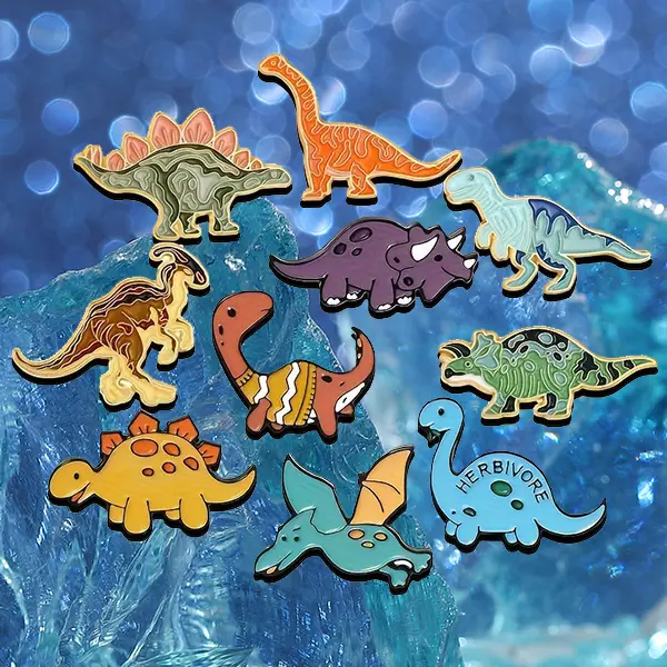Dinosaur Animals Pin Set, Fashionable Collar Clips for Women & Men, Decoration for School Backpacks & Jackets, Christmas Party Gift, Beach, Business, Unisex Clothes, Backpack Decoration