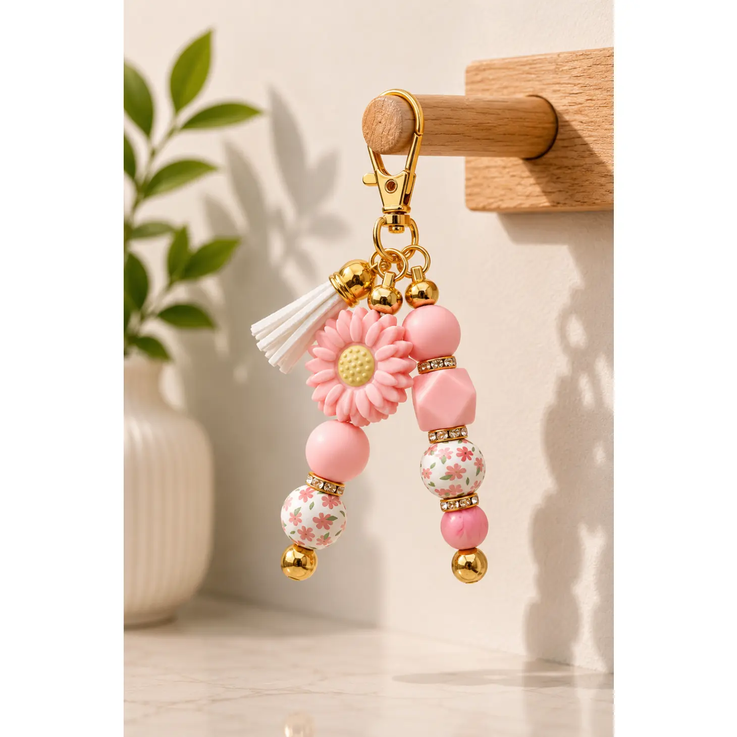 Bubblegum Bloom Bag Charm | Beads of Hope T1D – Handmade Silicone Bead Bracelet