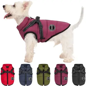 Dog Winter Coat,Warm Jacket Paded Fleece Pet Vest with Built in Harness,Windproof Reflective Cozy Adjustable Snow Pet Coat Clothes with Zipper for Small Medium Large Dogs