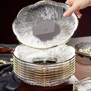 5 Reusable High-Quality Glacier Plastic Fruit Trays, Salad Trays, Dessert Trays, PET Material, Transparent Tableware, Multi-Functional Snack Trays, Bone-Free Design, Creative Candy Trays, Table Decorations, Suitable For Weddings, Parties, And Holidays.