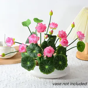 2pcs 11-Petal Lotus Bouquet, 32cm Artificial Flowers, Zen Style Greenery Arrangement, Ideal for Living Room, Dining Table, Office Decor