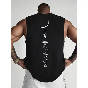 Pure cotton T-shirt creative DIY custom T-shirt, men's breathable sleeveless vest top - casual sports style, machine washable - perfect for summer outings and beach activities
