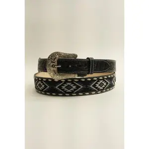 LA HERRADURA BELT BLACK/NAVY BLUE WITH WHITE NEW DESIGN