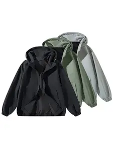 Zip Up Jackets Vintage Washed Coat Streetwear Hoodies Unisex Soft Material Casual Fashion Essential Tops for Men