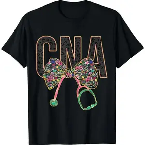 Cotton Girls CNA Nurse TShirt with Coquette Bow and Stethoscope Design Perfect for Nursing Assistants