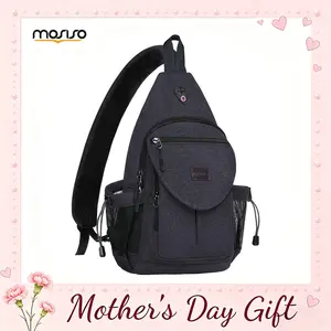 【Mother's Day Gift】MOSISO Men & Women Canvas Sling Bag Crossbody Chest Backpack | Wear as Shoulder Bag, Fanny Pack, Waist Bag, Sling Pack | Fits 6-11 Inch Tablets | With Anti-theft Pocket, Water Bottle Holder | Travel, Hiking, Cycling, Camping,