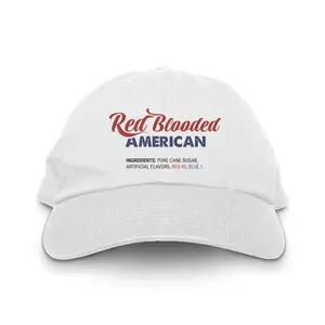 Red Blooded American Hat - Iconic Unstructured Dad Cap with Adjustable Strap & Curved Visor - Eco Friendly & Premium Embroidery